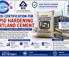 BIS ISI Certification for Rapid Hardening Portland Cement