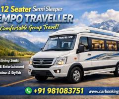 Travel Together in Comfort – 12 Seater Semi Sleeper Tempo Traveller for Hire