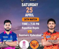 Diamond Exchange: RR vs SRH IPL 2026 Live Update Today 7:30 PM.