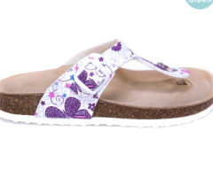White Purple Ladies Orthotic Sandals - Cork Design