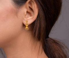 Delicate Yellow Gold Tripple Heart Earring by Everlite