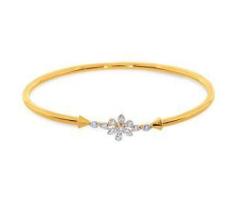 18kt Yellow Gold Floral Diamond Noa Bangle from Everlite - 2